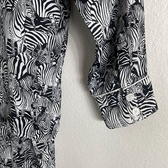 Banana Republic Womens Large Zebra Print Black White Pajama Set - Picture 9 of 13